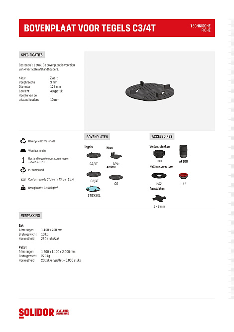 Comfort bovenplaat C3/4T tegels voeg 3 mm