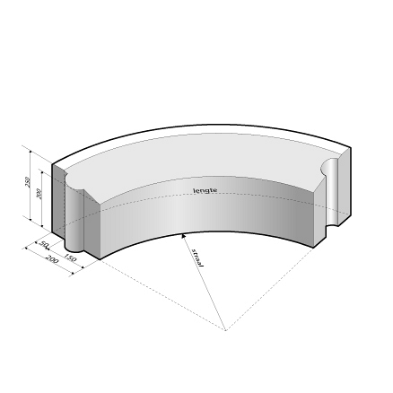 Rijwielpadband 5/20x25 bocht R=15 inw