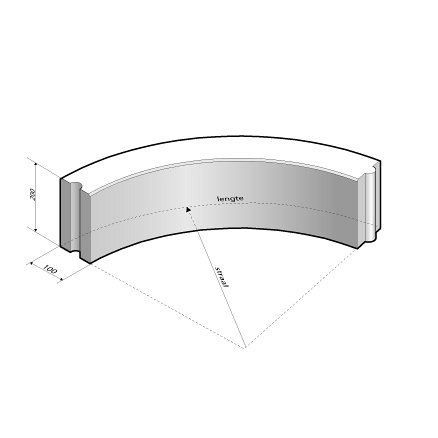 Opsluitband 10x20 bocht R=0,5