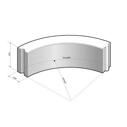 Opsluitband 12x25 bocht R=10