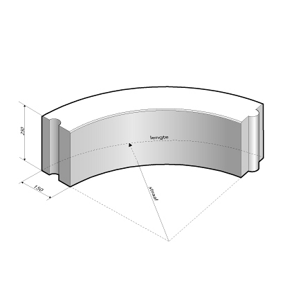 Opsluitband 15x25 bocht R=3