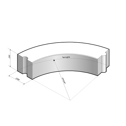 Opsluitband 20x20 bocht R=8