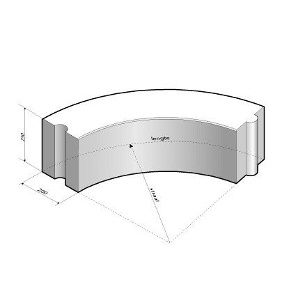 Opsluitband 20x25 bocht R=5