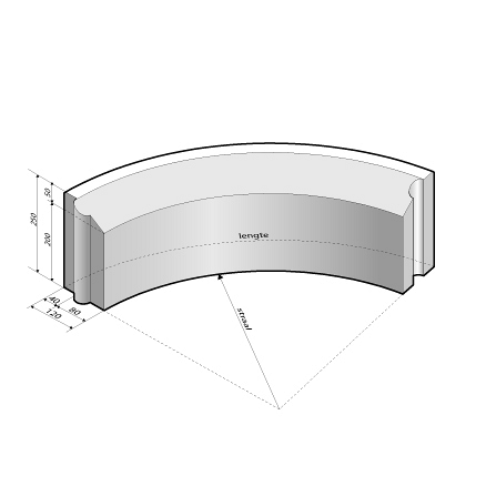 Rijwielpadband 4/12x25 bocht R=6 inw