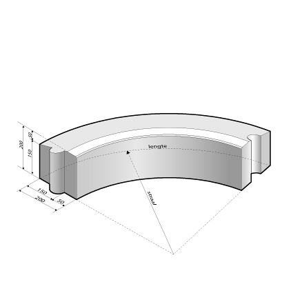 Rijwielpadband 5/20x20 bocht R=1 uitw