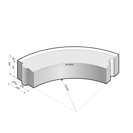 Rijwielpadband 5/20x20 bocht R=10 inw