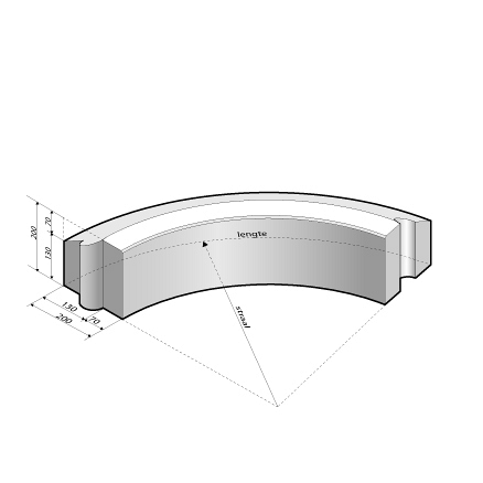 Rijwielpadband 7/20x20 bocht R=1 uitw