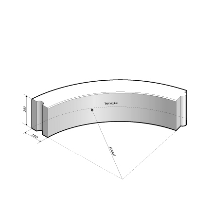 Opsluitband 15x20 bocht R=10